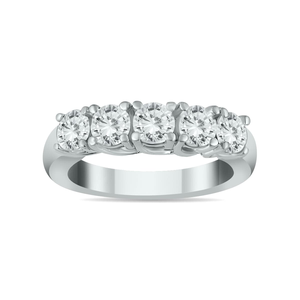 2 Carat TW Five Stone Diamond Wedding Band in 14K White Gold