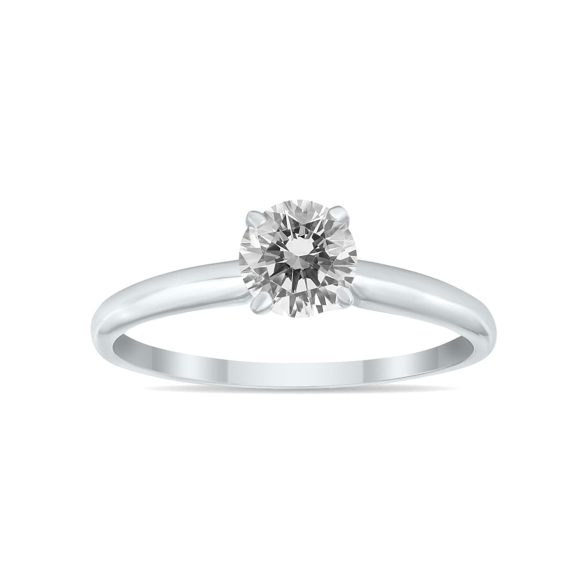 1/4 Carat Round Diamond Solitaire Ring in 14K White Gold