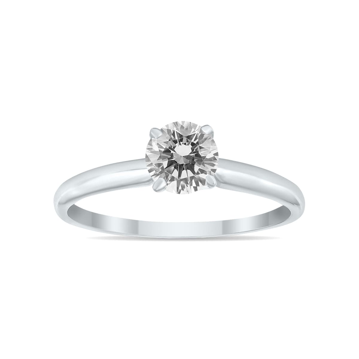 1/3 Carat Round Diamond Solitaire Ring in 14K White Gold