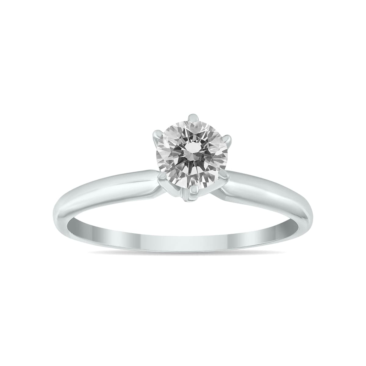 3/8 Carat Round Diamond Solitaire Ring in 14K White Gold