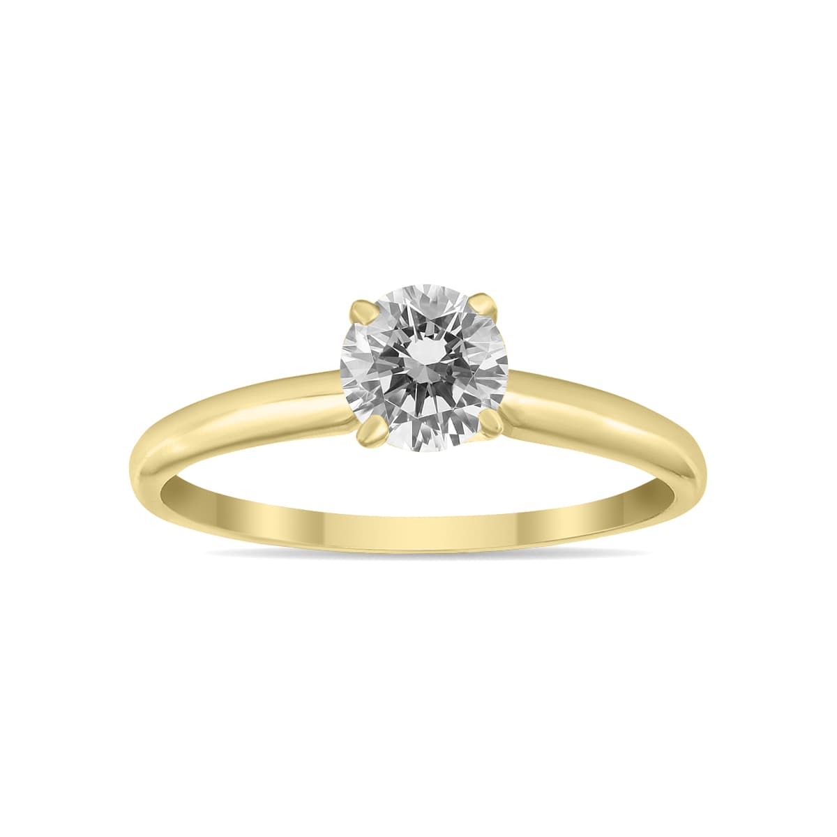 1/4 Carat Round Diamond Solitaire Ring in 14K Yellow Gold