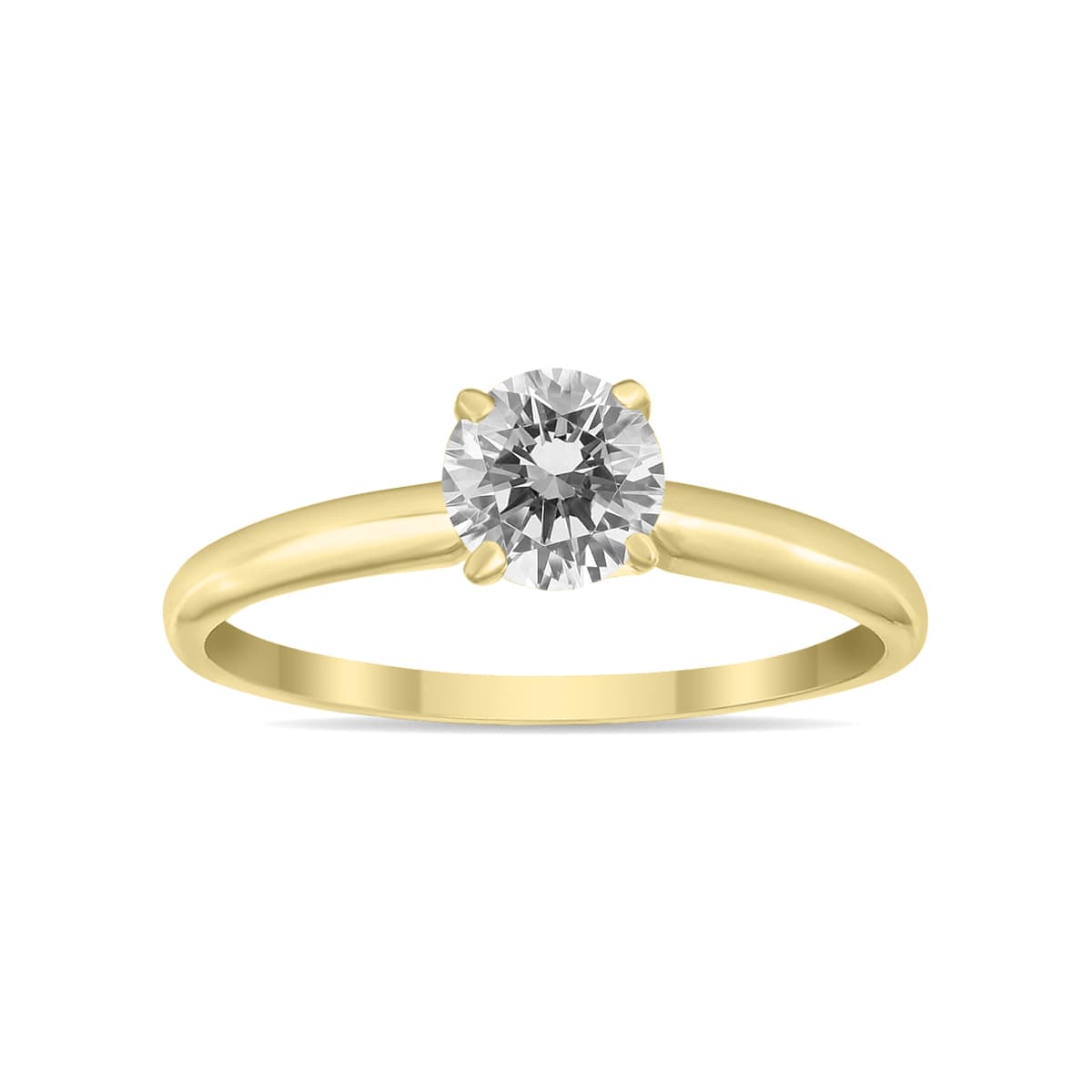 1/3 Carat Round Diamond Solitaire Ring in 14K Yellow Gold