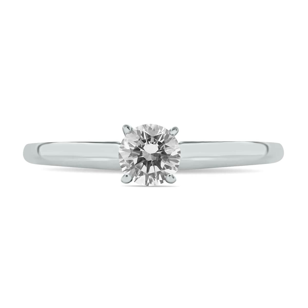 1/3 Carat Round Diamond Solitaire Ring in 14K White Gold