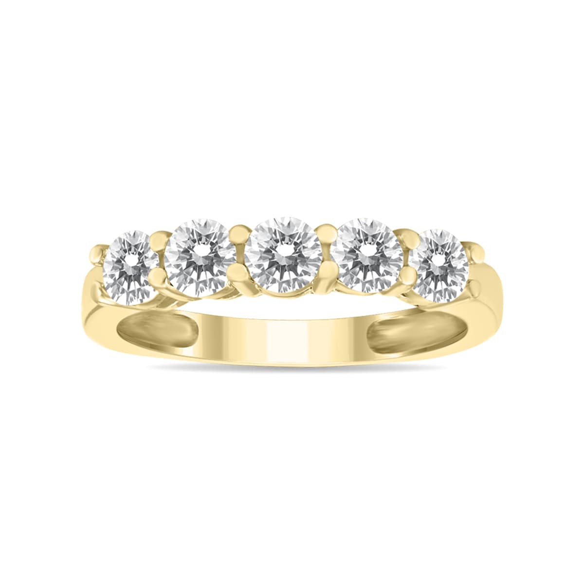 1 Carat TW Five Stone Diamond Wedding Band in 14K Yellow Gold