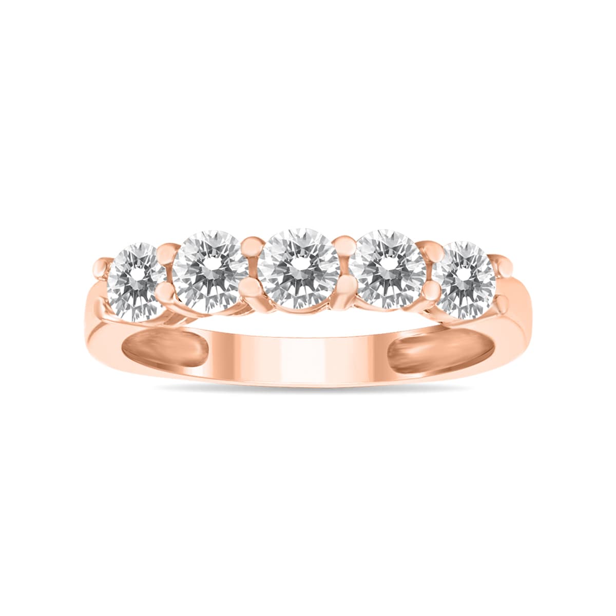 1 Carat TW Five Stone Diamond Wedding Band in 14K Rose Gold