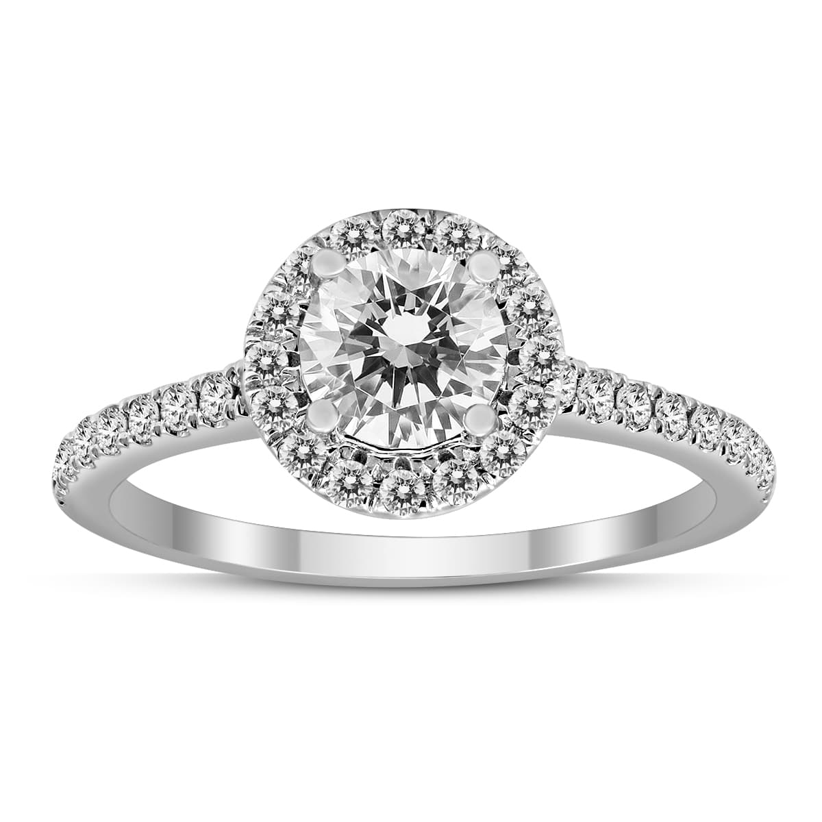 1 Carat TW Diamond Halo Ring in 14K White Gold (H-I Color, I1-I2 Clarity)