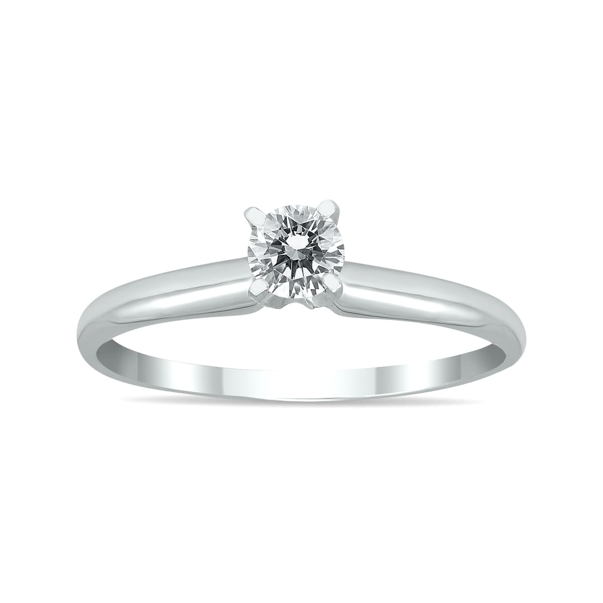1/4 Carat Round Diamond Solitaire Ring in 14K White Gold (L-M Color, I2-I3 Clarity)