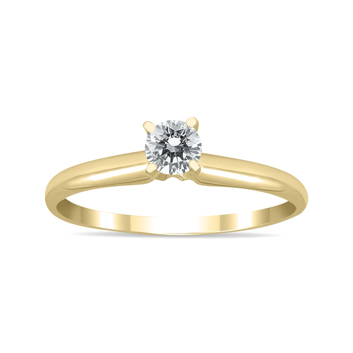1/4 Carat Round Diamond Solitaire Ring in 14K Yellow Gold (L-M Color, I2-I3 Clarity)