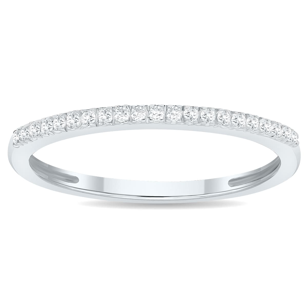 Women's 1/10 Carat TW 1MM Thin Diamond Wedding Band in 10K White Gold