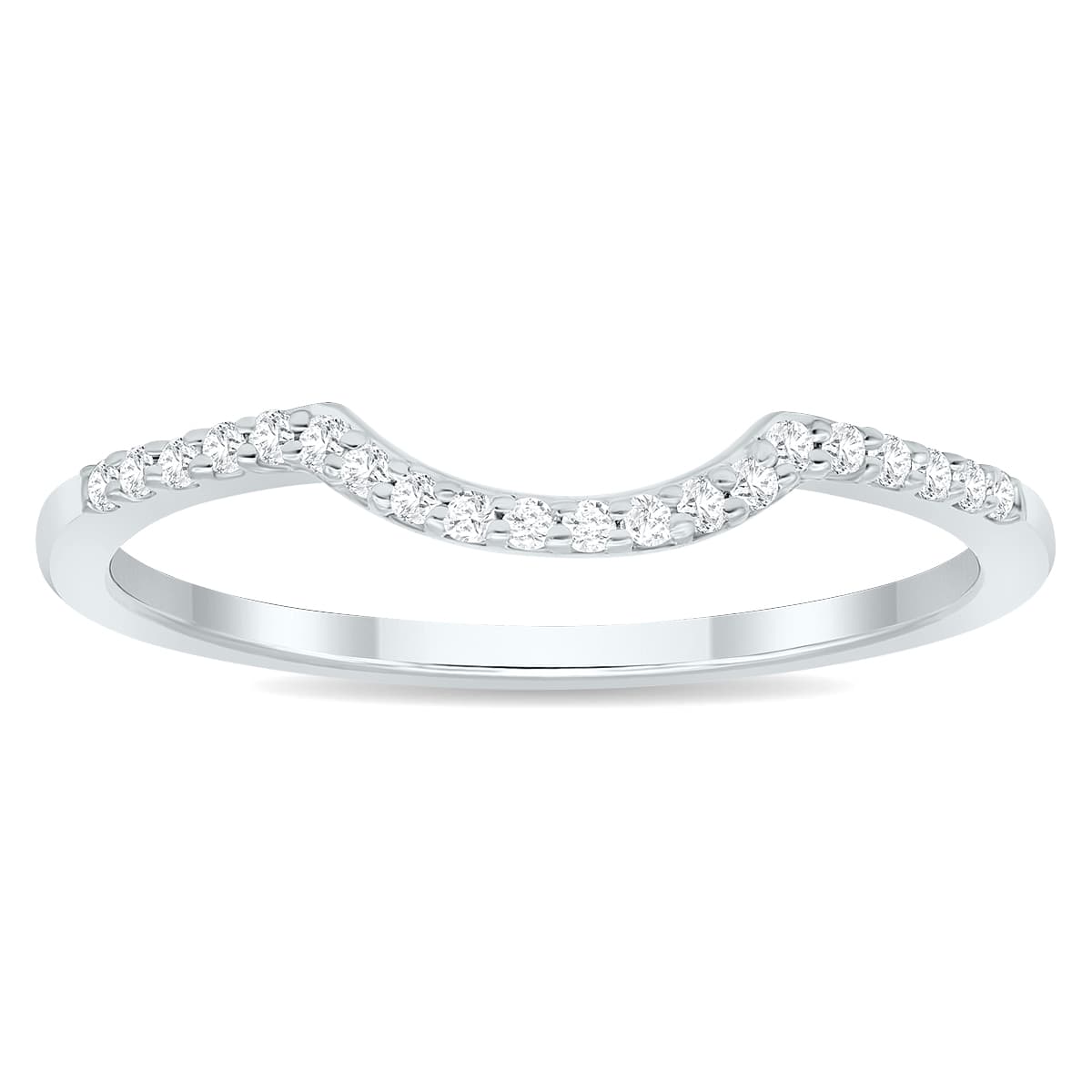 Women's 1/10 Carat TW Curved Diamond Wedding Band in 10K White Gold