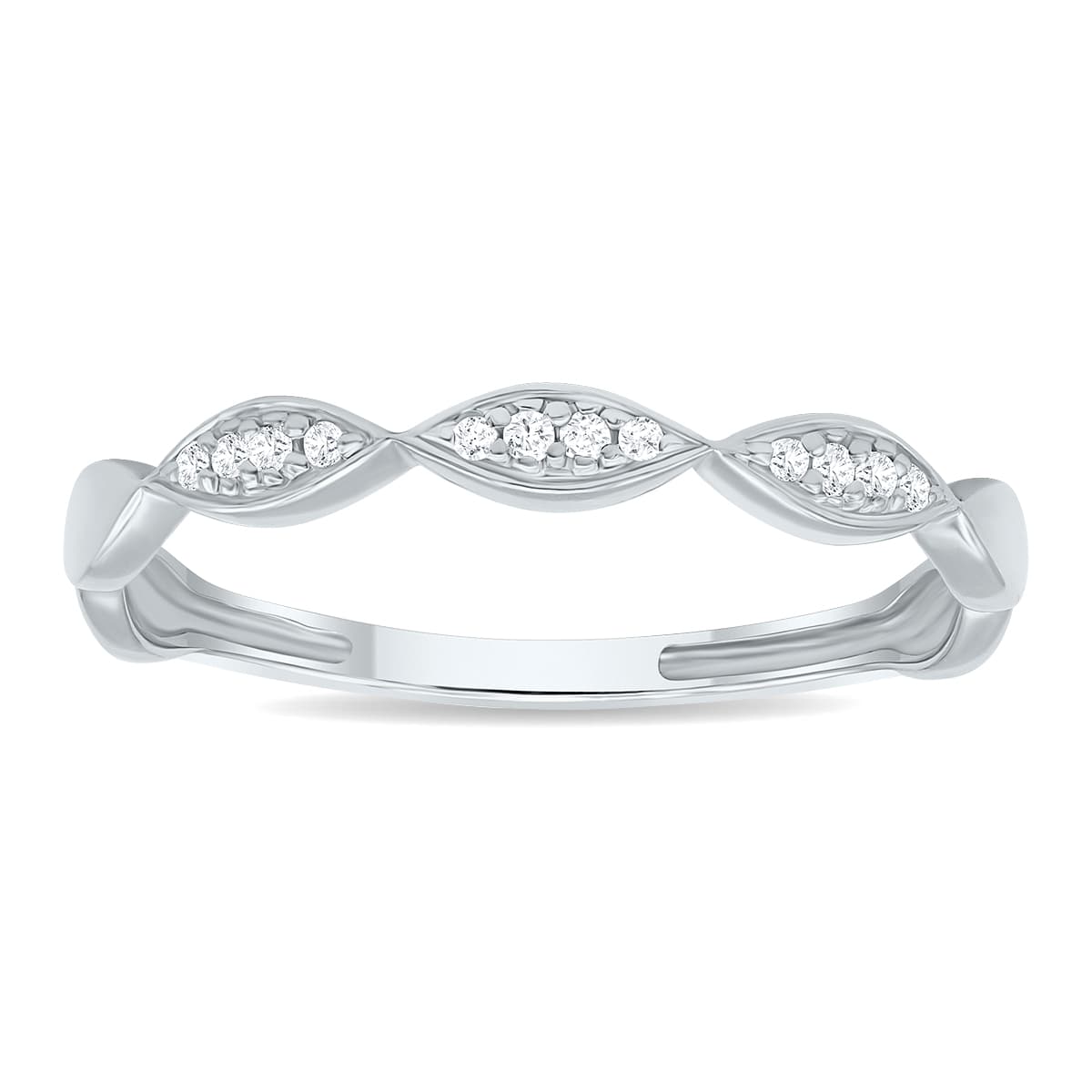 Women's Dainty Thin Diamond Wedding Stackable Band in 10K White Gold