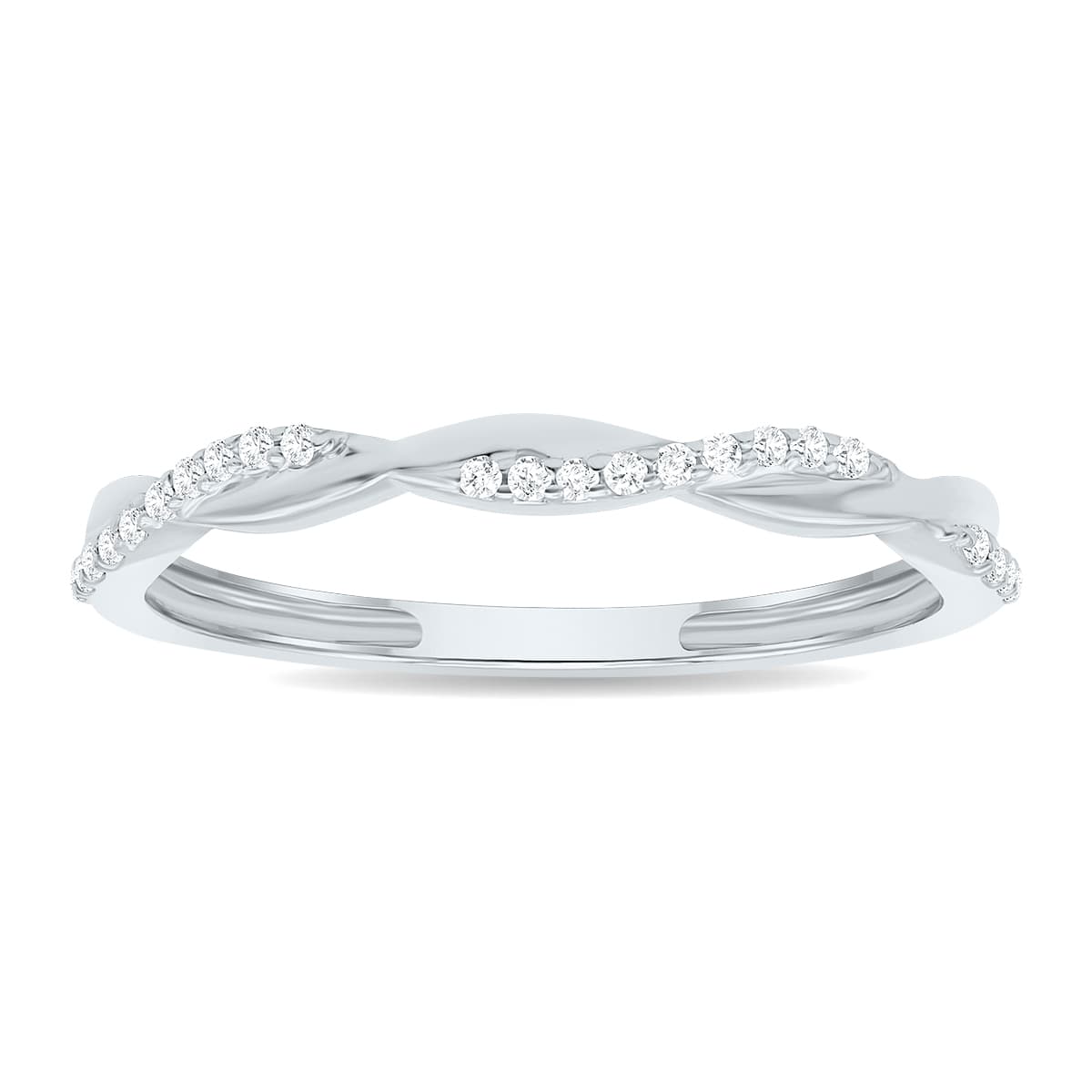 Women's 1/10 Carat TW Diamond Braided Wedding Band in 10K White Gold