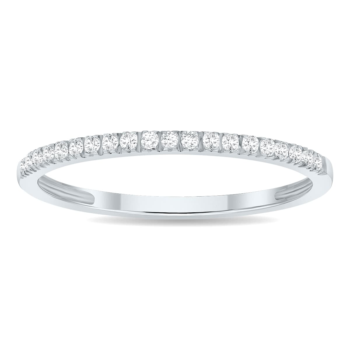 Women's 1/6 Carat TW Thin Diamond Band in 10K White Gold (Wedding, Fashion or Stackable Band)