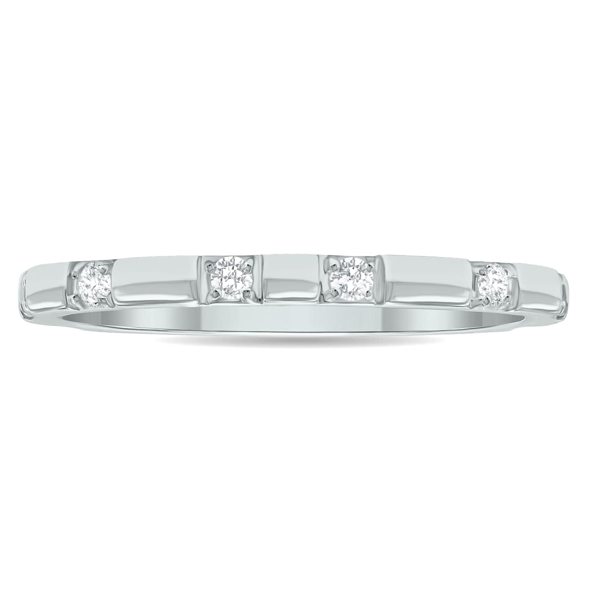 Women's 1/10 Carat TW Thin Diamond Wedding or Fashion Band in 10K White Gold