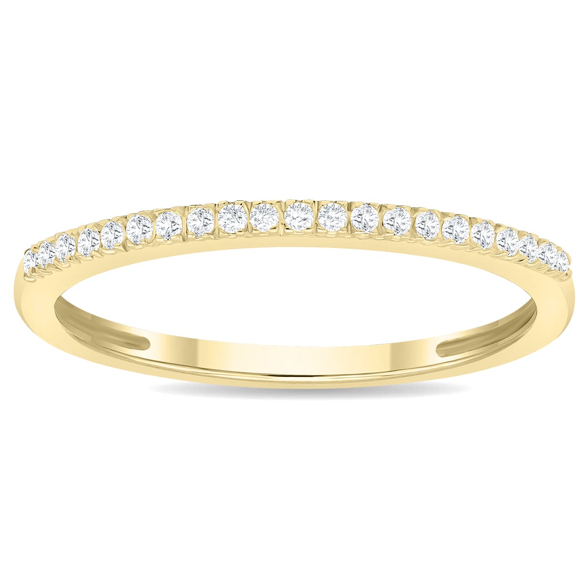 Women's 1/10 Carat TW 1MM Thin Diamond Wedding Band in 10K Yellow Gold