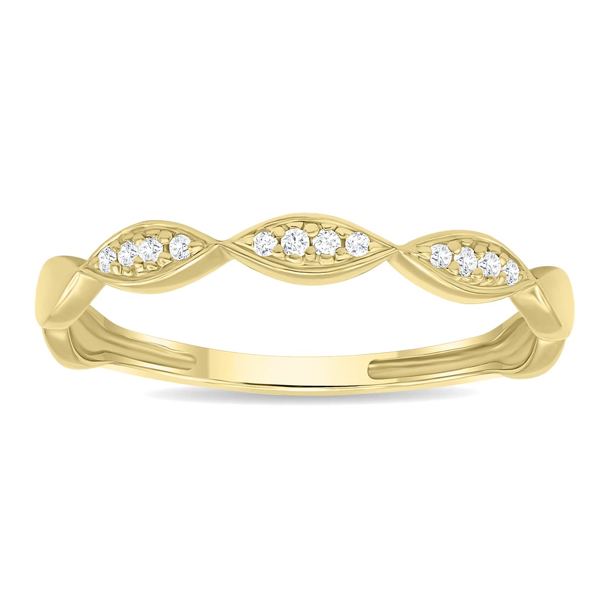 Women's Dainty Thin Diamond Wedding Stackable Band in 10K Yellow Gold
