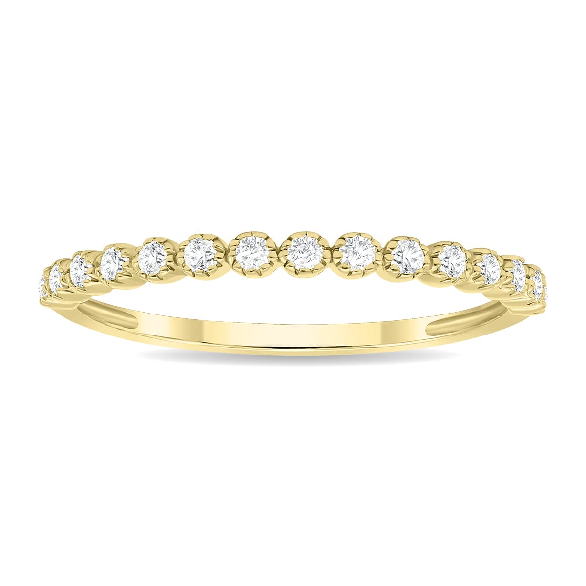 1/5 Carat TW Beaded Crown Setting Diamond Wedding Band in 10K Yellow Gold (Wedding, Stackable or Fashion Ring)