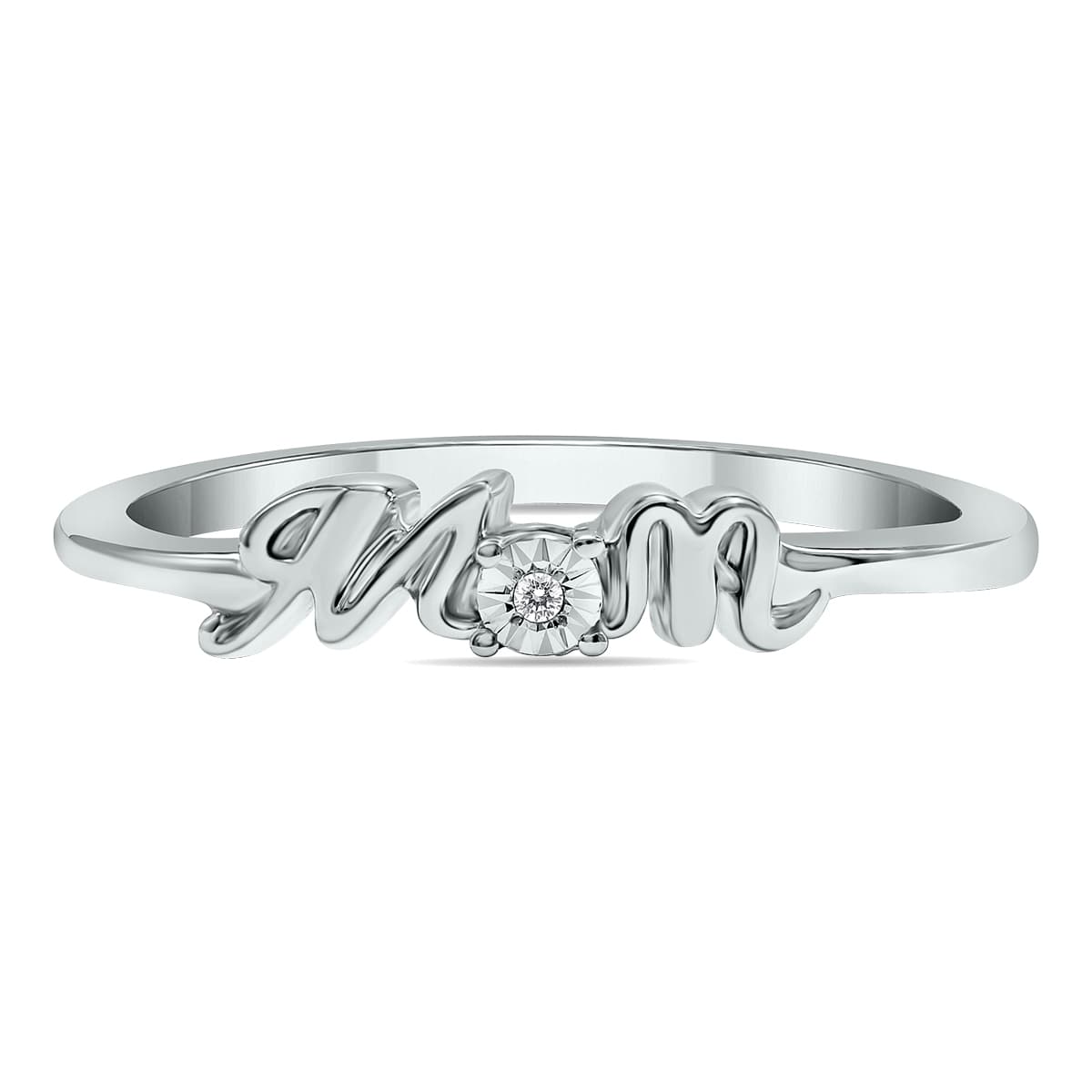 Genuine Diamond MOM Ring in.925 Sterling Silver