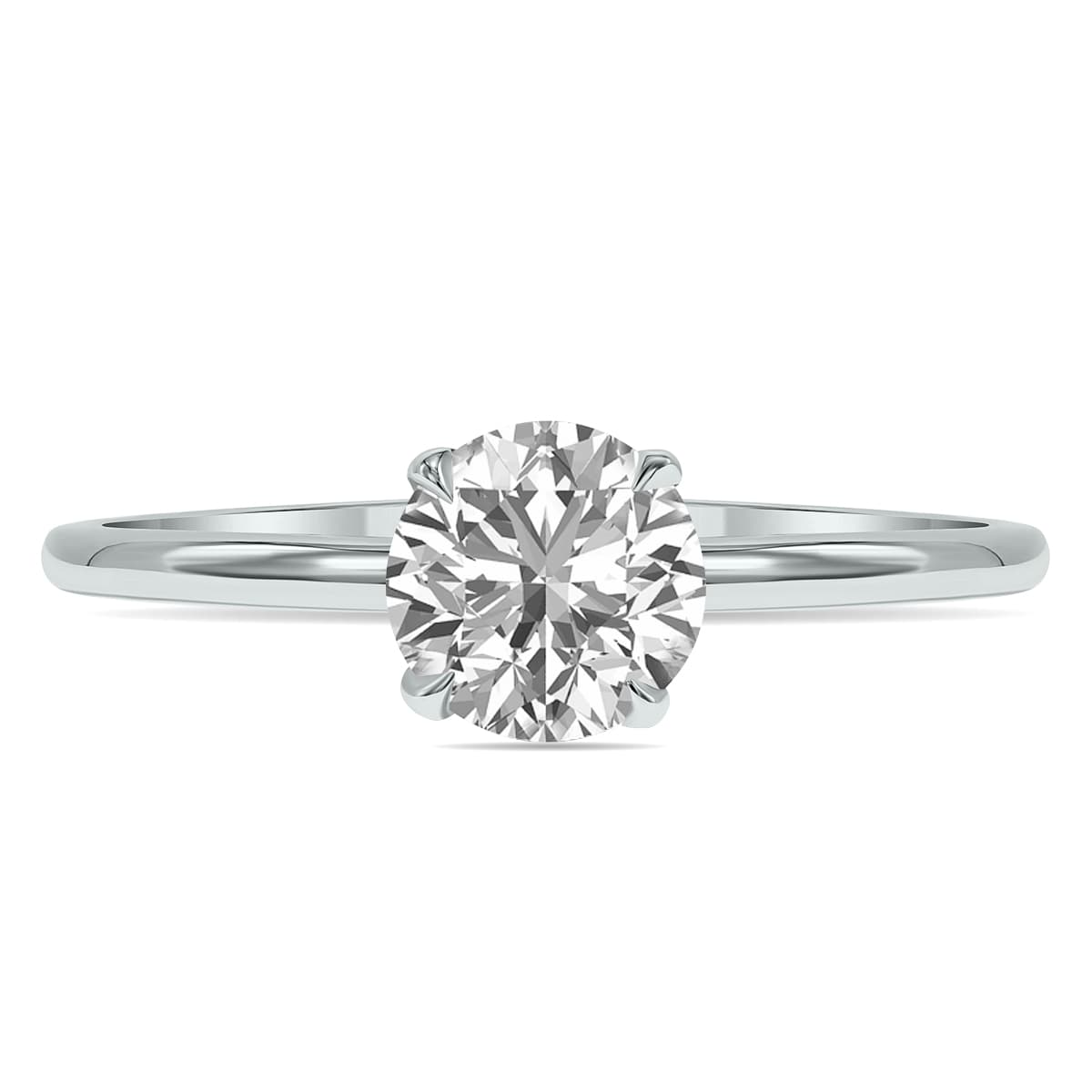 Lab Grown 1 Carat Diamond Solitaire Ring in 14K White Gold