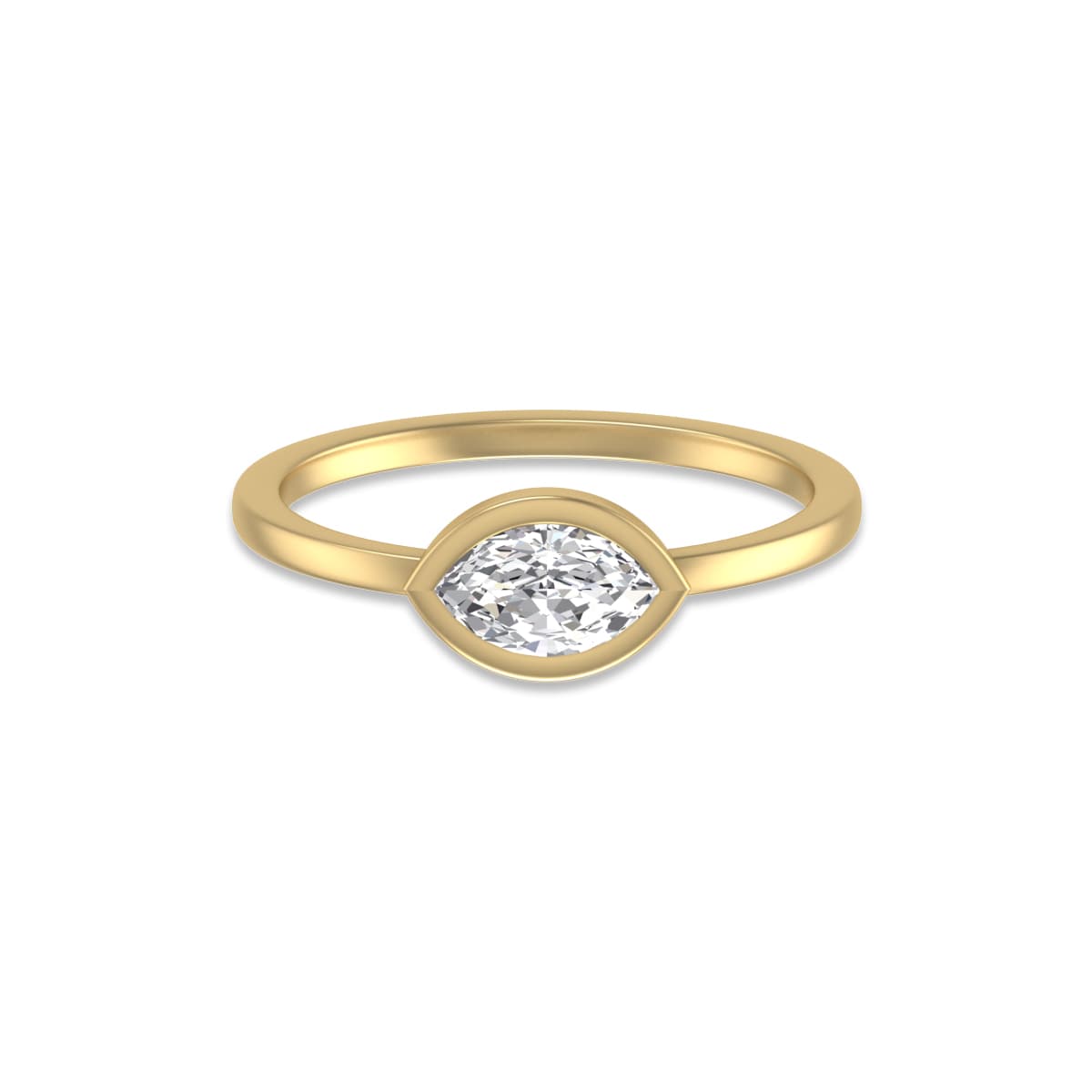 Lab Grown 1/2 Carat Marquise Bezel Solitaire Diamond Ring in 14K Yellow Gold