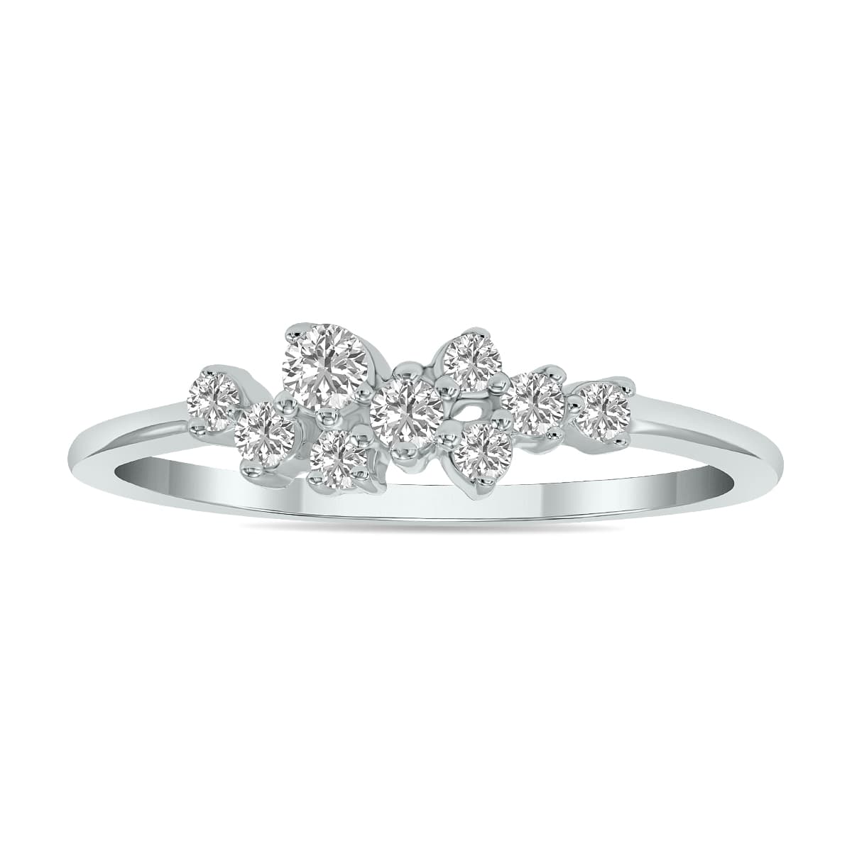 1/4 CTW Lab Grown Diamond Clustered Ring in 10K White Gold (F-G Color, VS1- VS2 Clarity)