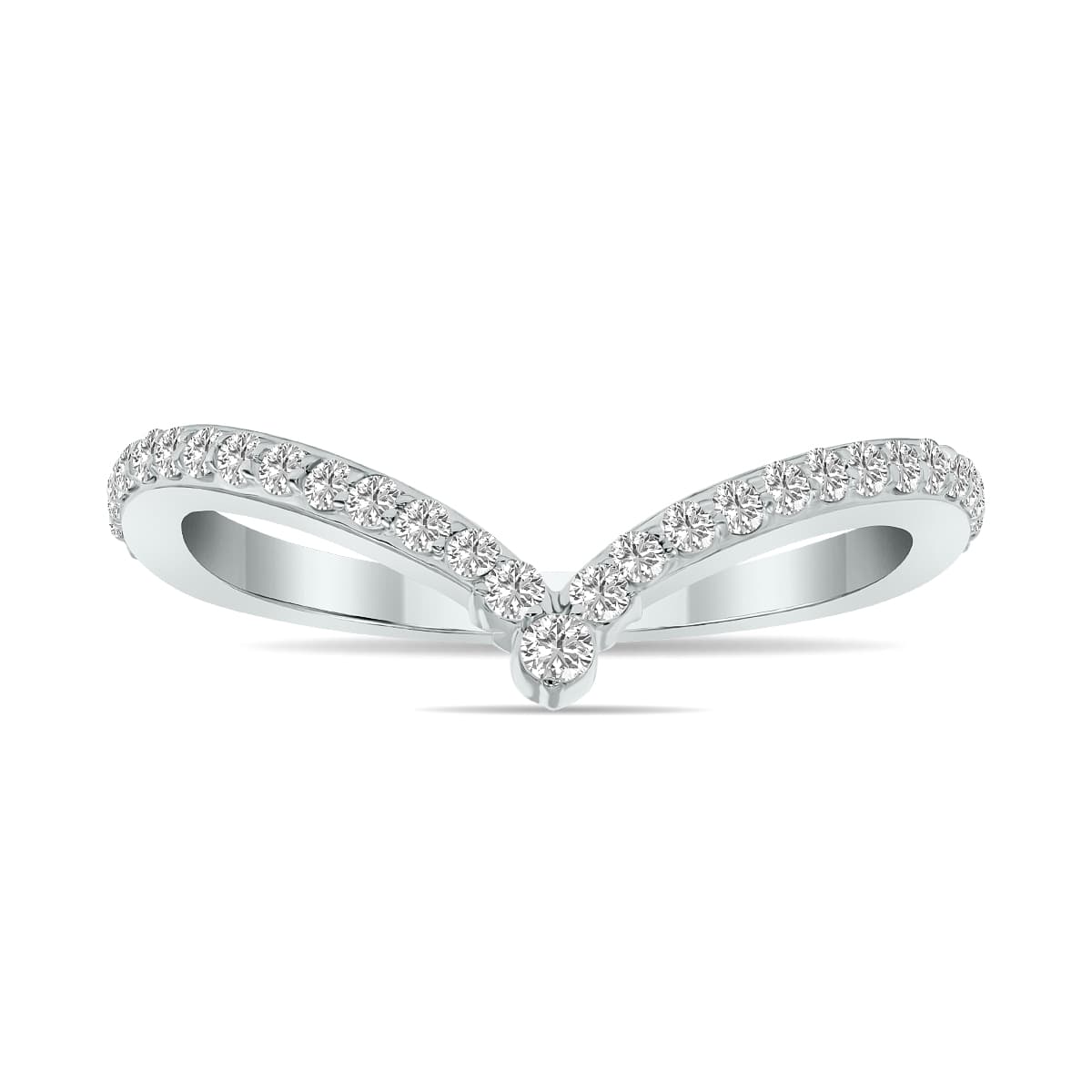 1/3 CTW V Shaped Lab Grown Diamond Ring in 10K White Gold (F-G Color, VS1- VS2 Clarity)