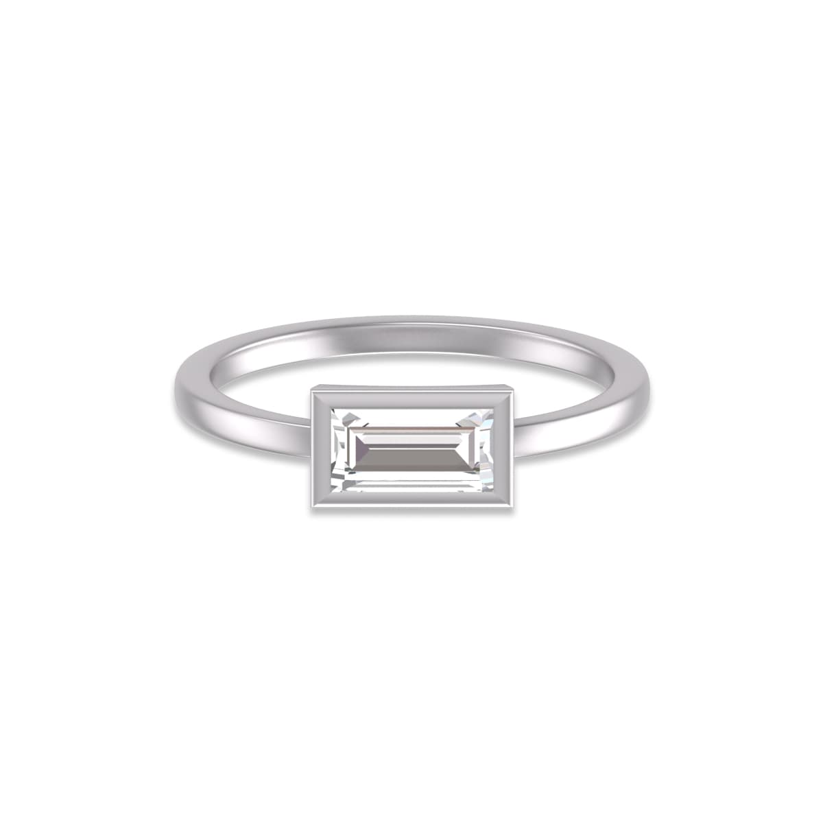 Lab Grown 1/4 Carat Baguette Bezel Solitaire Diamond Ring in 14K White Gold