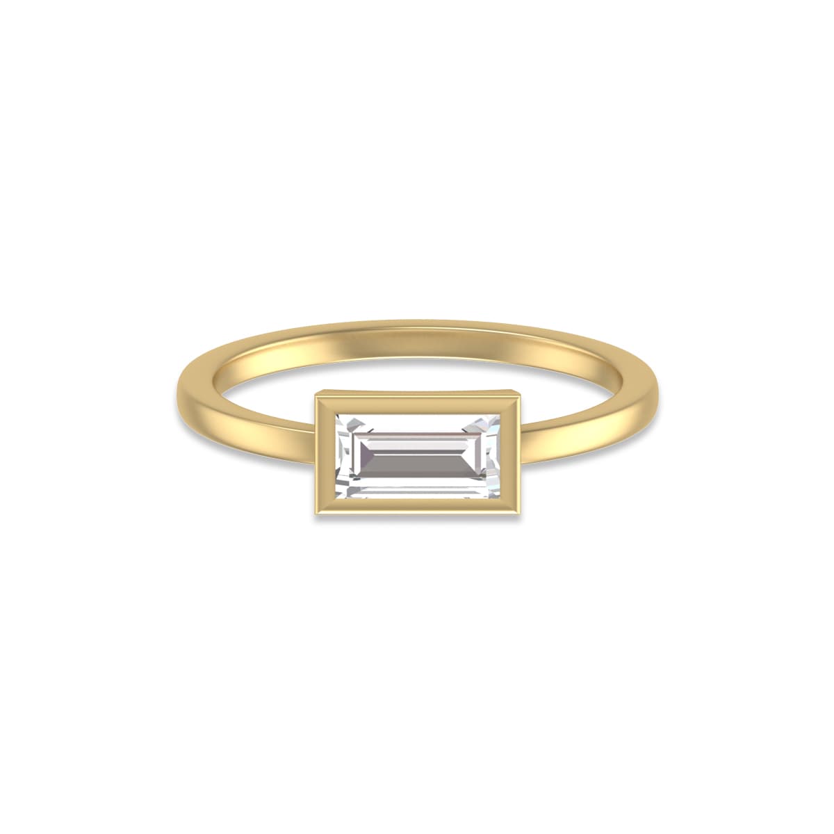 Lab Grown 1/4 Carat Baguette Bezel Solitaire Diamond Ring in 14K Yellow Gold