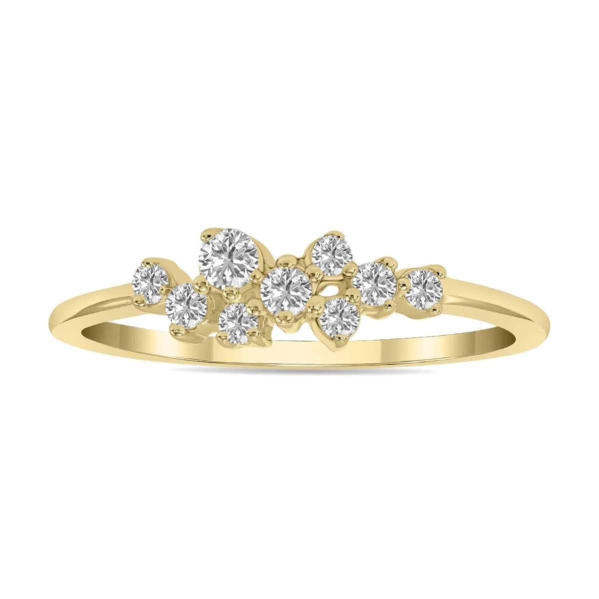 1/4 CTW Lab Grown Diamond Clustered Ring in 10K Yellow Gold (F-G Color, VS1- VS2 Clarity)