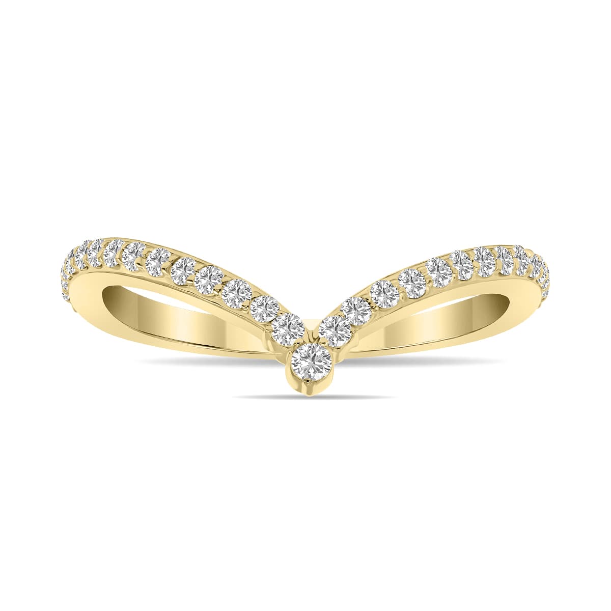 1/3 CTW V Shaped Lab Grown Diamond Ring in 10K Yellow Gold (F-G Color, VS1- VS2 Clarity)