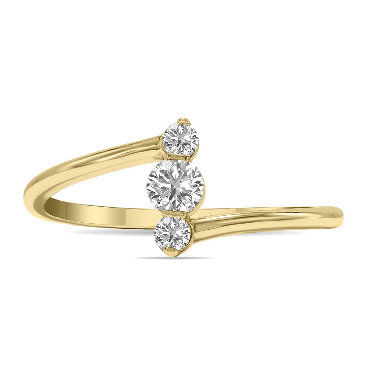 1/4 CTW Vertical Three Stone Lab Grown Diamond Ring in 10K Yellow Gold (F-G Color, VS1- VS2 Clarity)