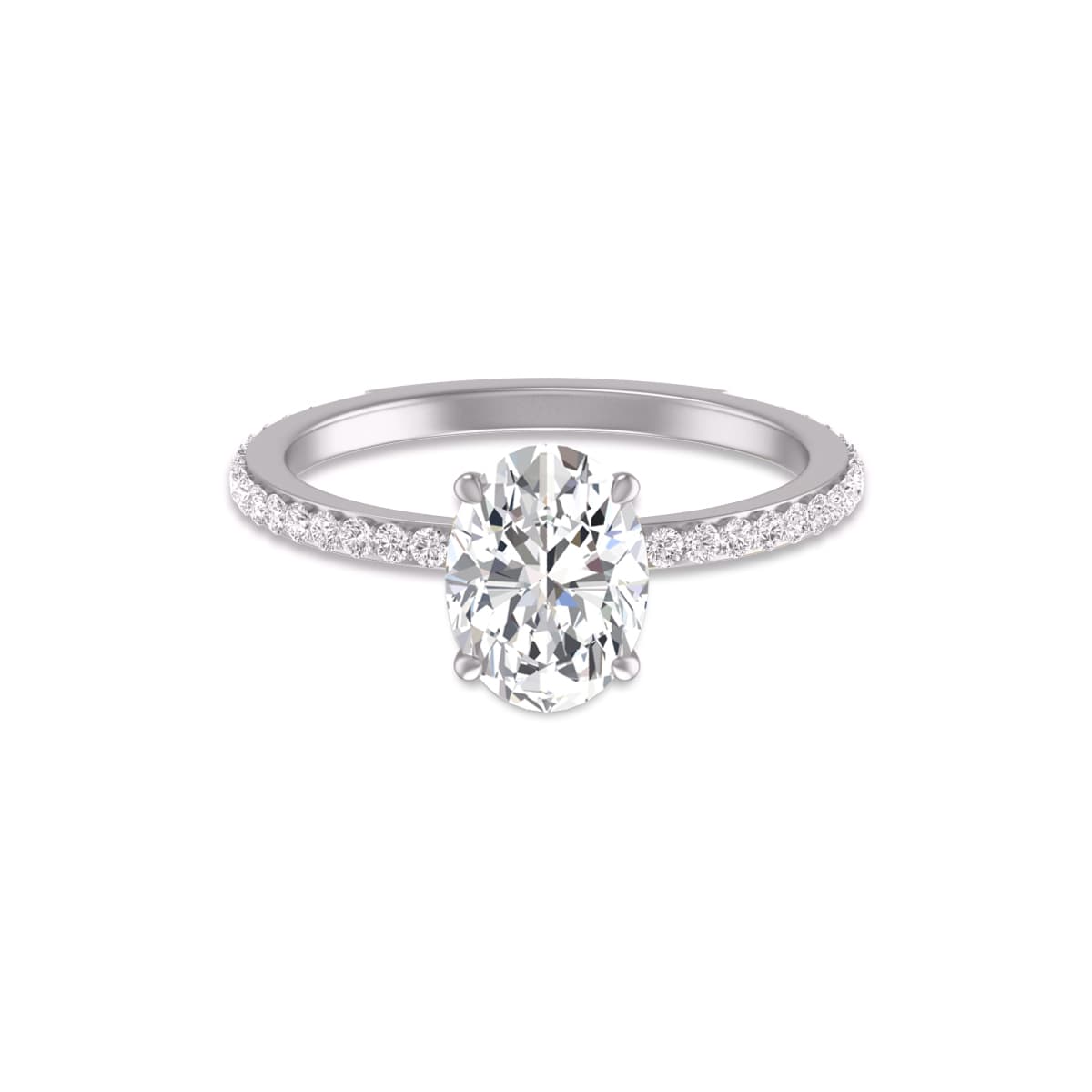 14K White Gold Hidden Halo Cleo Ring with Certified 2 Carat Center Oval Shape Lab-Grown Diamond