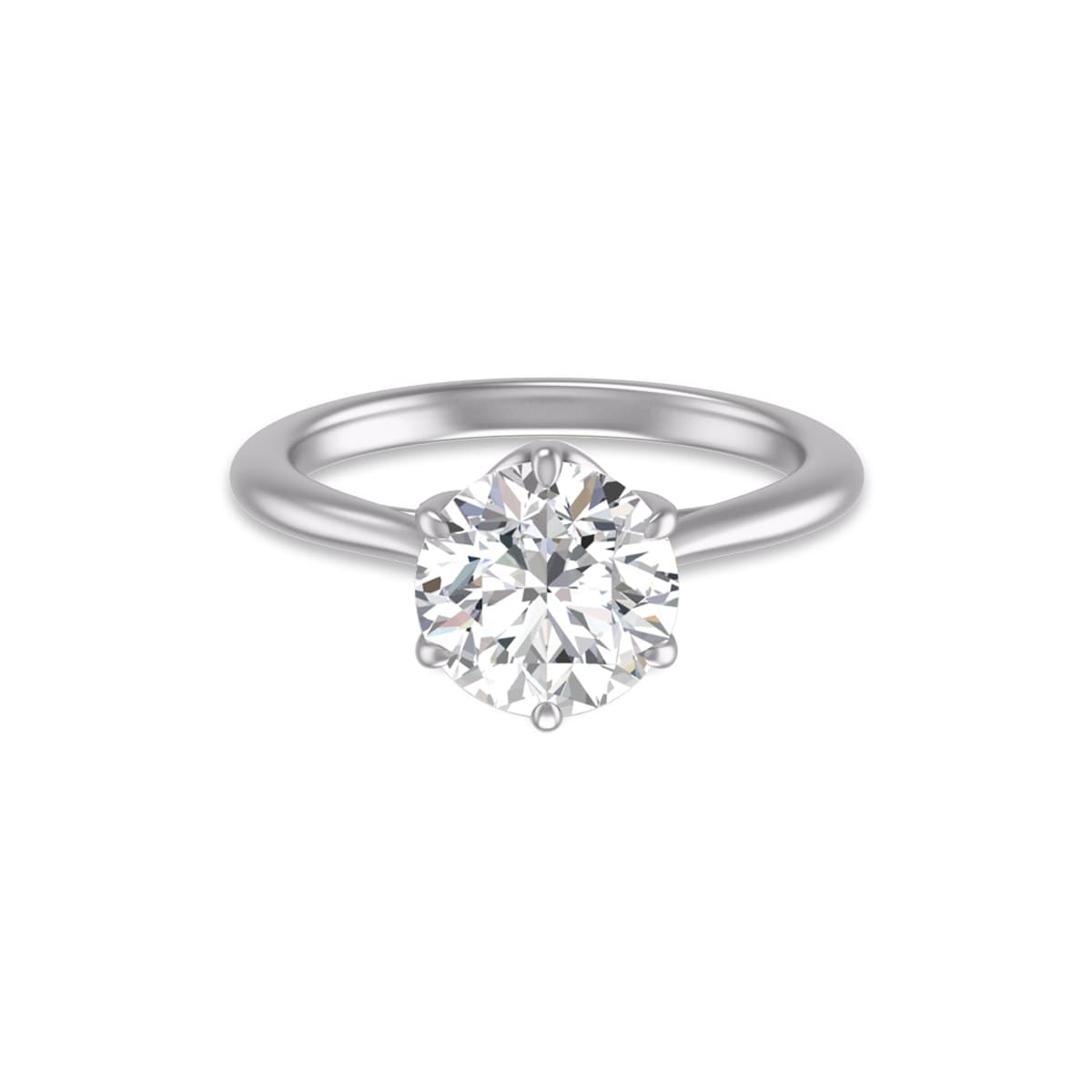 6 Prong Lianne Solitaire Ring with Certified 2.50 Carat Center Round Lab Grown Diamond in 14K White Gold