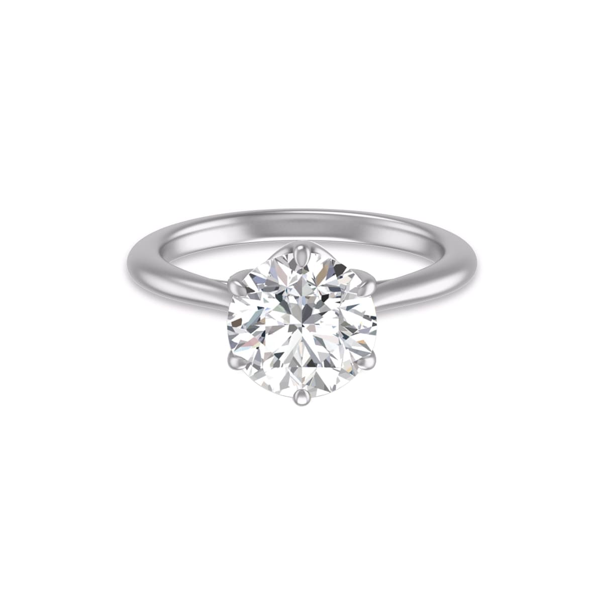 6 Prong Lianne Solitaire Ring with Certified 3 Carat Center Round Lab Grown Diamond in 14K White Gold