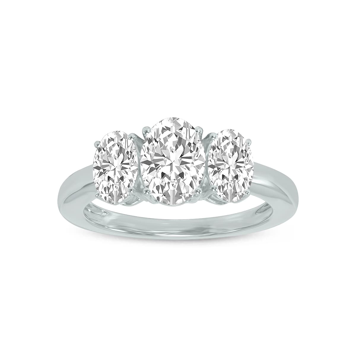 1.50 CTW Three Stone Oval Shape Lab Grown Diamond Ring in 14K White Gold