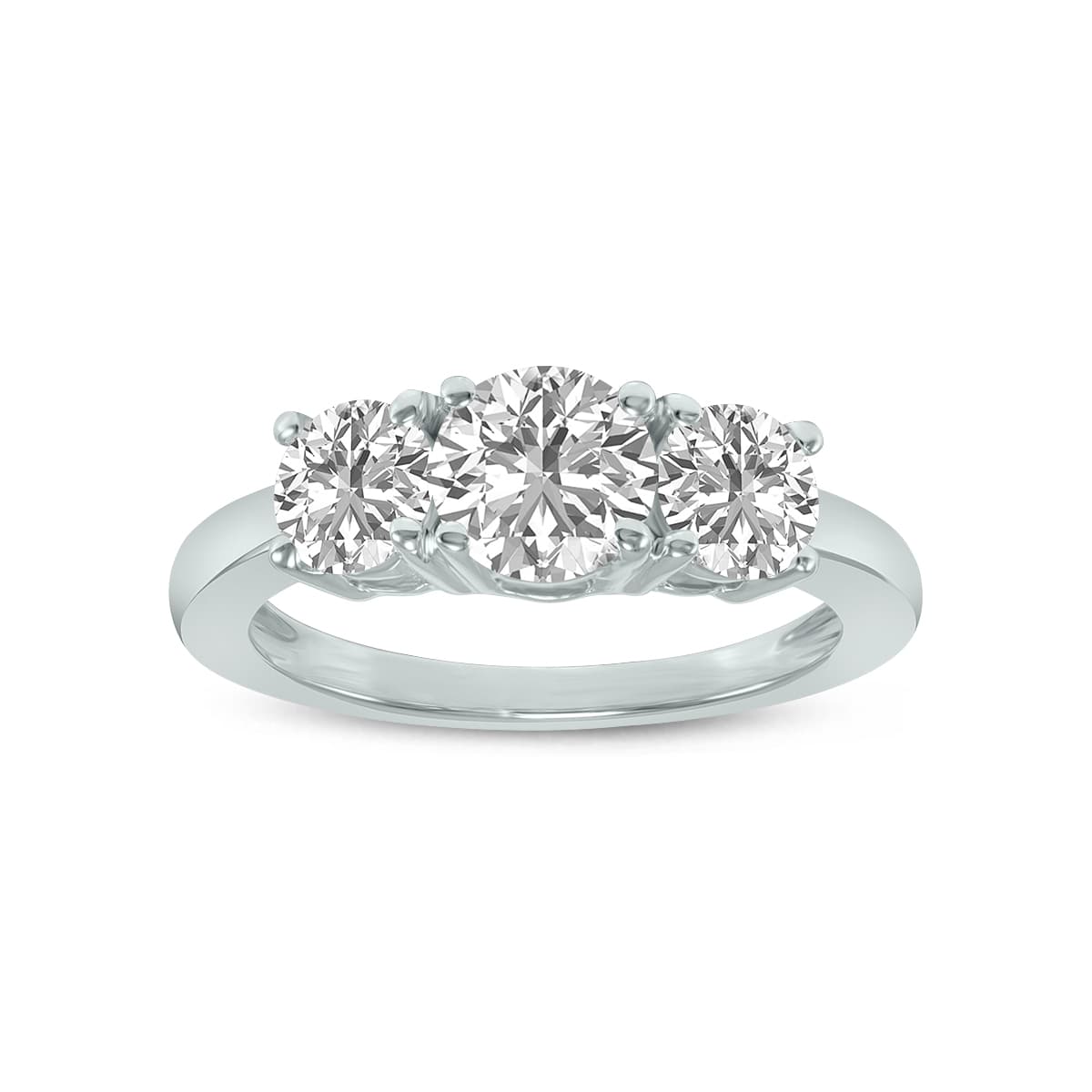 4 CTW Three Stone Round Cut Lab Grown Diamond Ring in 14K White Gold