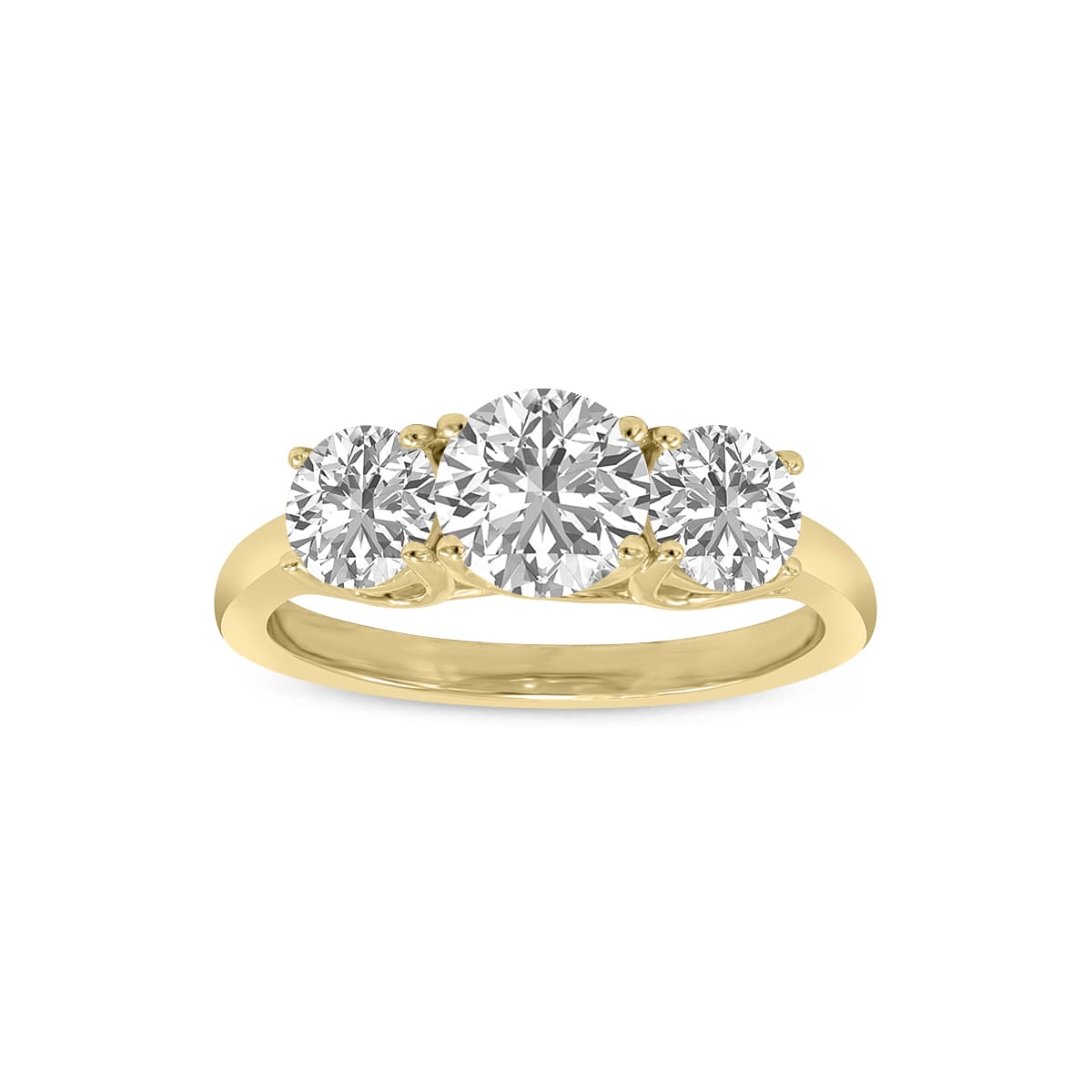 1.50 Carat TW Three Stone Lab Grown Diamond Ring in 14K Yellow Gold