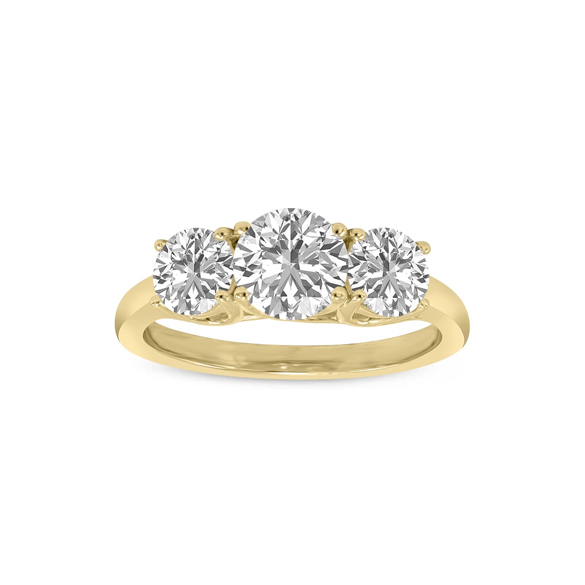 3 Carat TW Three Stone Lab Grown Diamond Ring in 14K Yellow Gold