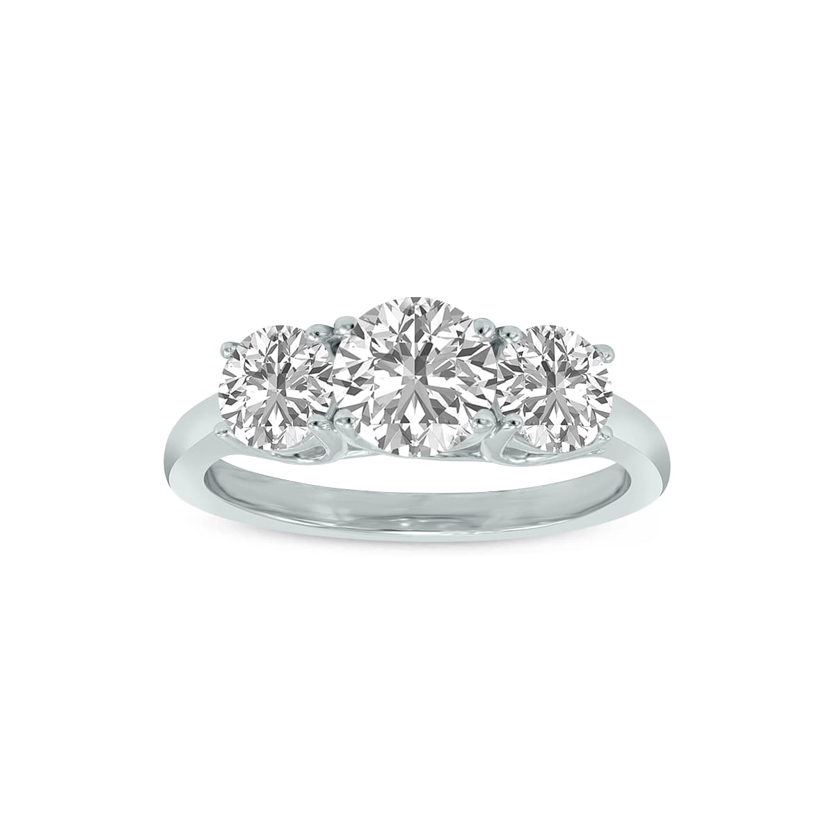 4 Carat TW Three Stone Lab Grown Diamond Ring in 14K White Gold