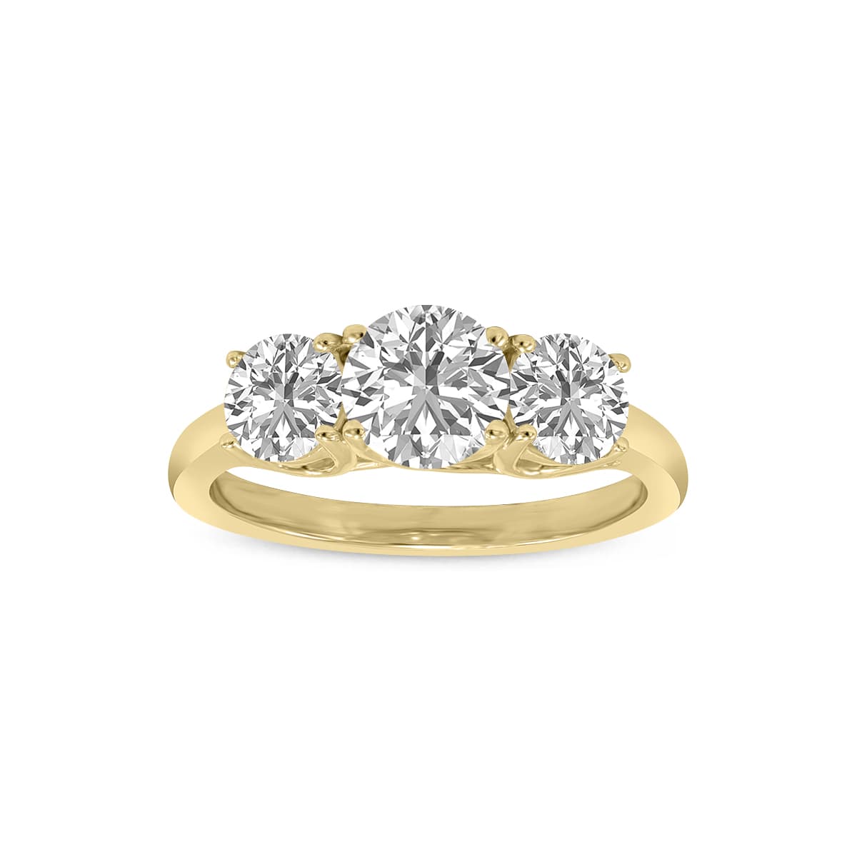 4 Carat TW Three Stone Lab Grown Diamond Ring in 14K Yellow Gold