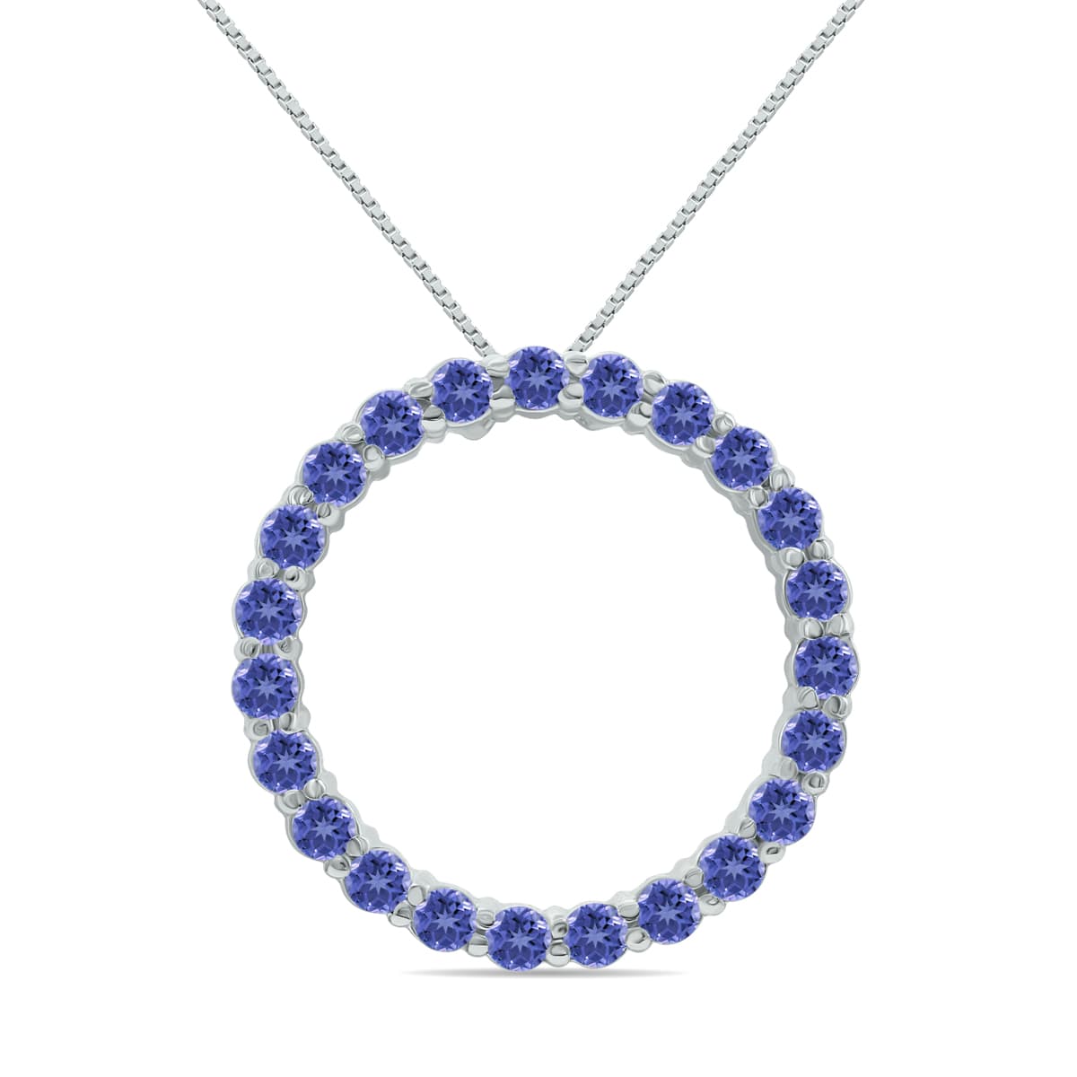2.95ctw Tanzanite Circle Pendant in Sterling Silver