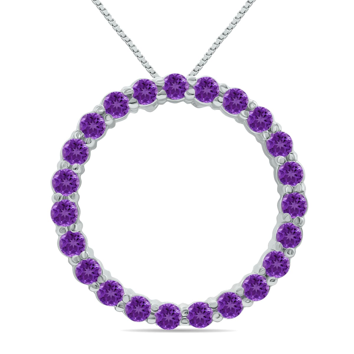 Amethyst Circle Pendant in.925 Sterling Silver