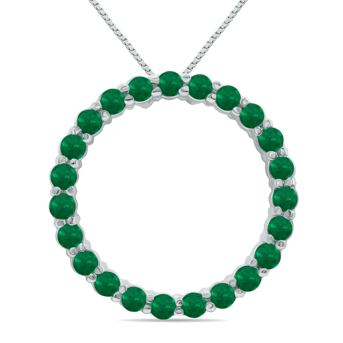 Emerald Circle Pendant in.925 Sterling Silver
