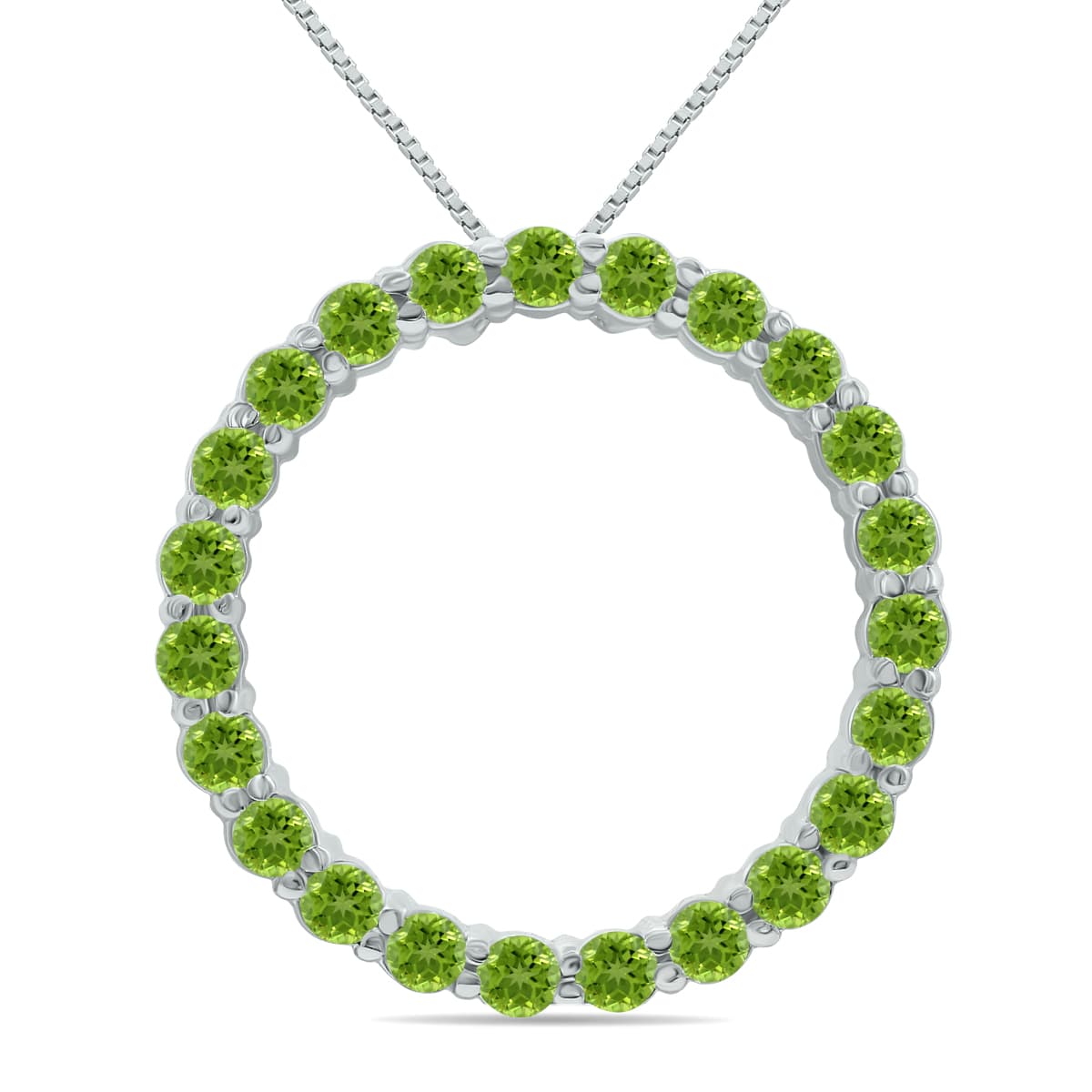 Peridot Circle Pendant in.925 Sterling Silver