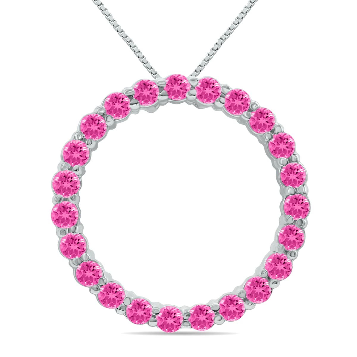 Pink Topaz Circle Pendant in.925 Sterling Silver