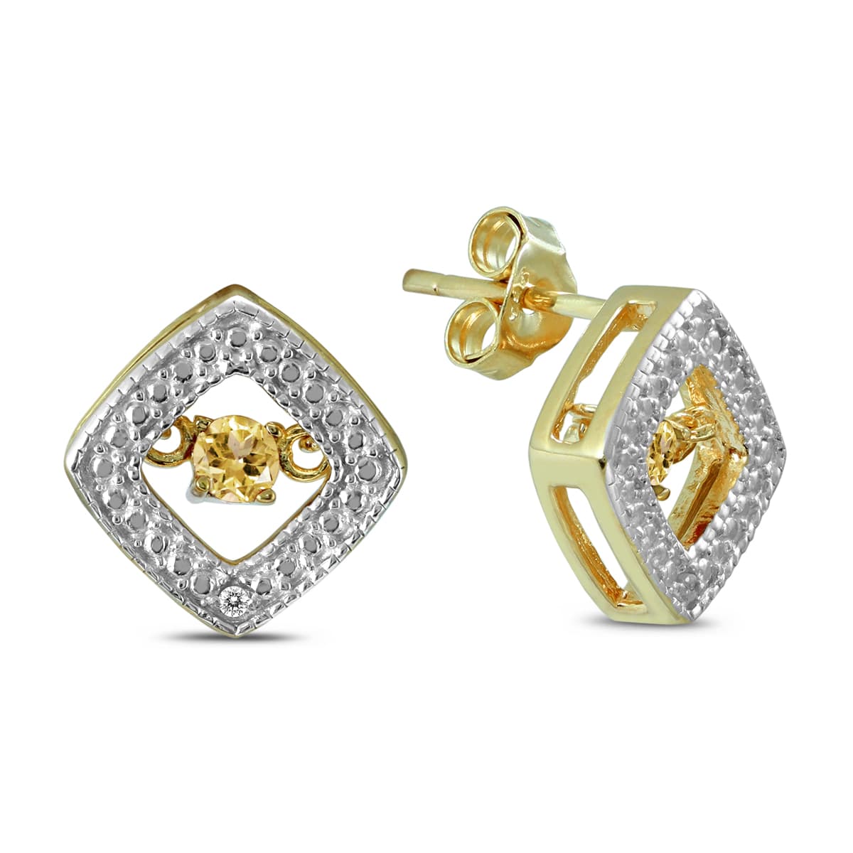 Citrine and Diamond Dancer Earrings in.925 Sterling Silver