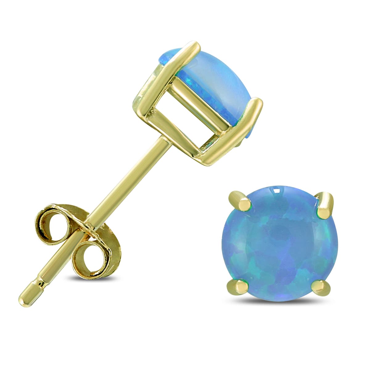 6MM Created Opal Stud Earrings in.925 Sterling Silver