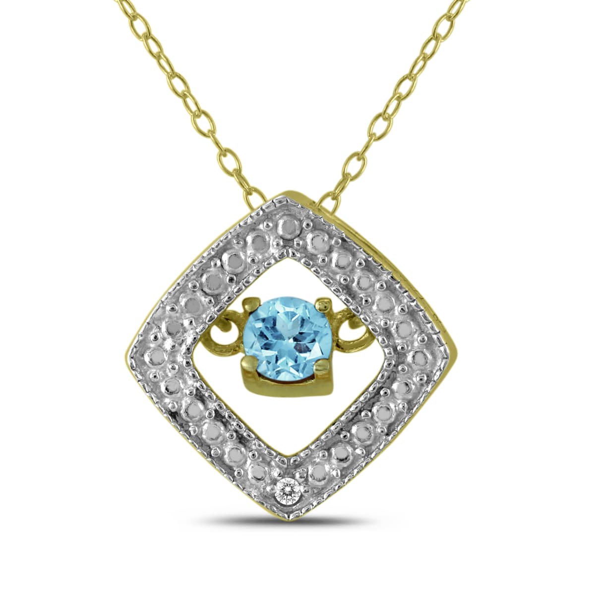 Blue Topaz and Diamond Dancer Pendant in.925 Sterling Silver