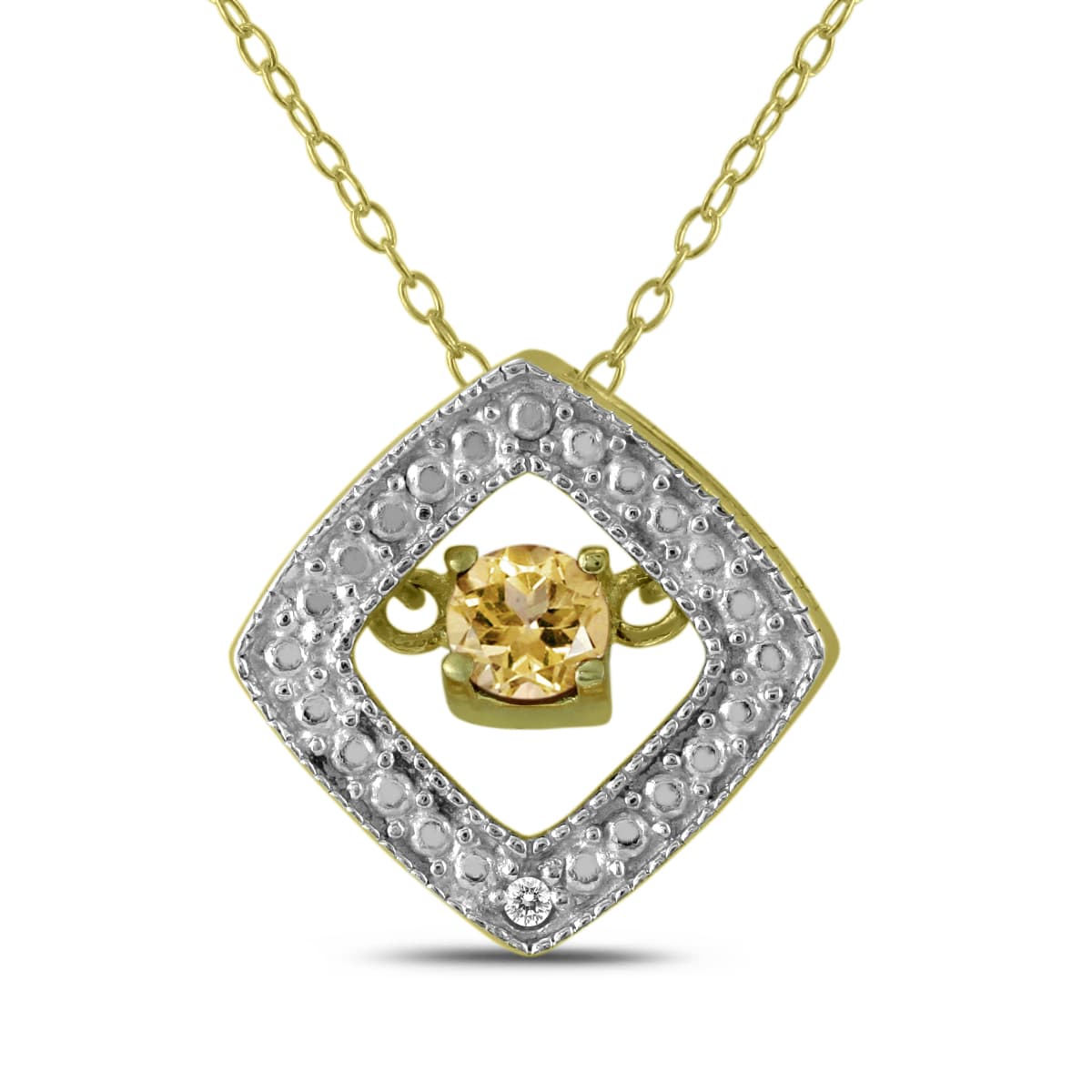 Citrine and Diamond Dancer Pendant in.925 Sterling Silver
