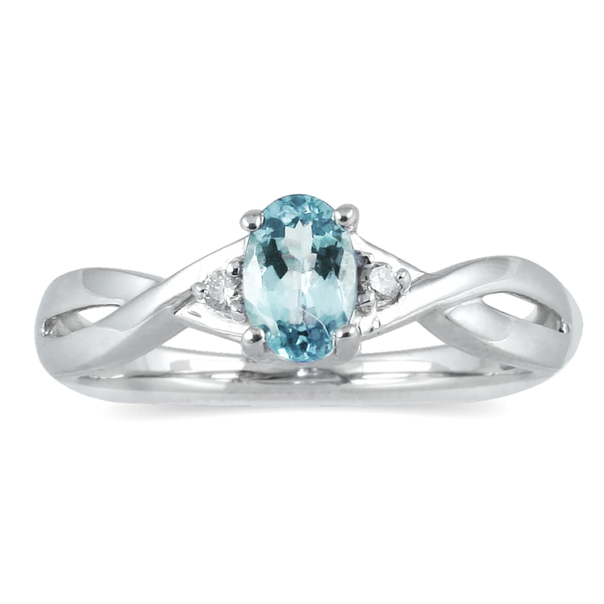 Aquamarine and Diamond Ring in 10K White Gold